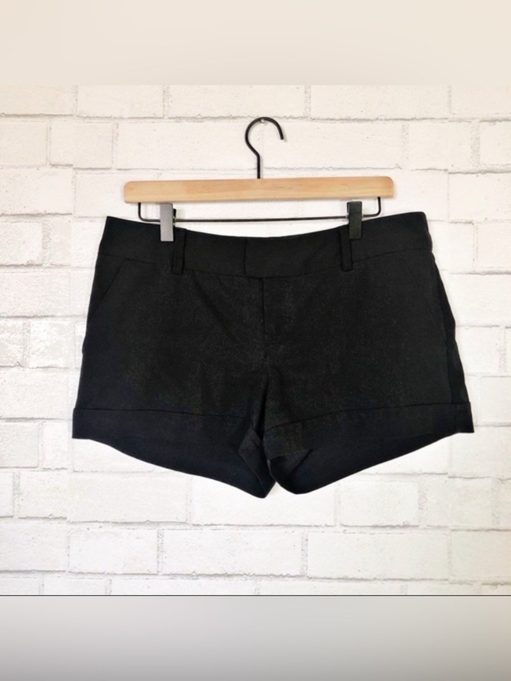Arden B Low Rise Black Trouser Cuffed Shorts w Pockets Lightweight
